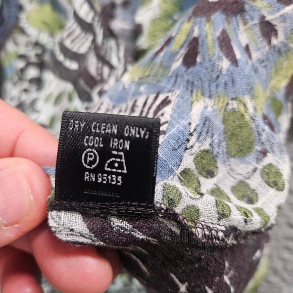 Lafayette 148 Shirt Top Women Size‎ 10 Linen Blend Ruffle Geometric Summer - Picture 6 of 10